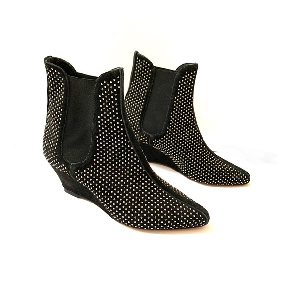 Loeffler Randall Shoes - LOEFFLER RANDALL Suede Allie Stud Wedge Boots